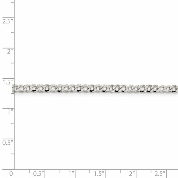 3.2mm, Sterling Silver, Solid Beveled Curb Chain Necklace, 18 Inch